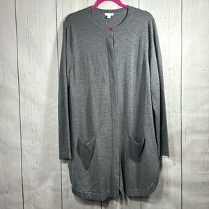 J. Jill Gray Wool Blend Cardigan Size XL Tall Button Front Pockets Layering